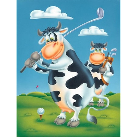 Carolines Treasures Cow Playing Golf Flag Garden Size APH0535GF